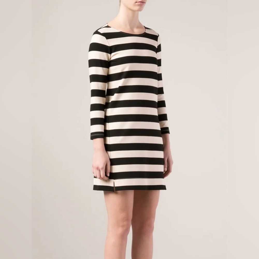 Theory Black and Cream Stripes Onita Dress | Size Small